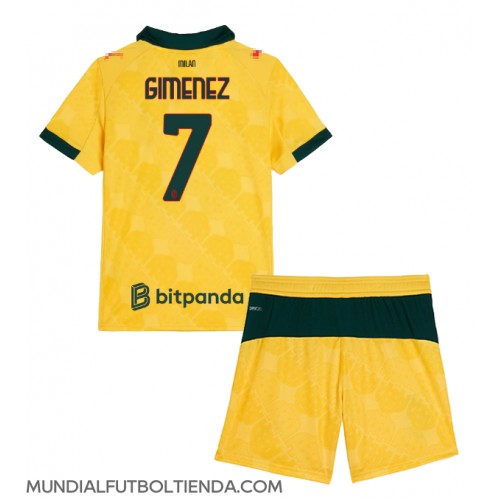 Camiseta AC Milan Santiago Gimenez #7 Tercera Equipación Replica 2025-26 para niños mangas cortas (+ Pantalones cortos)